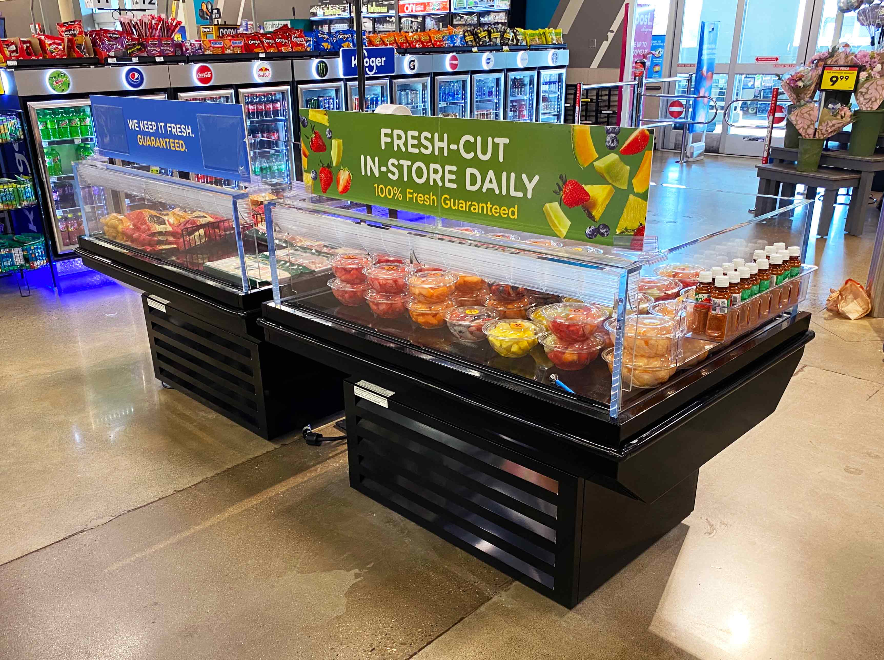 SIM case merchandized with cut fruit