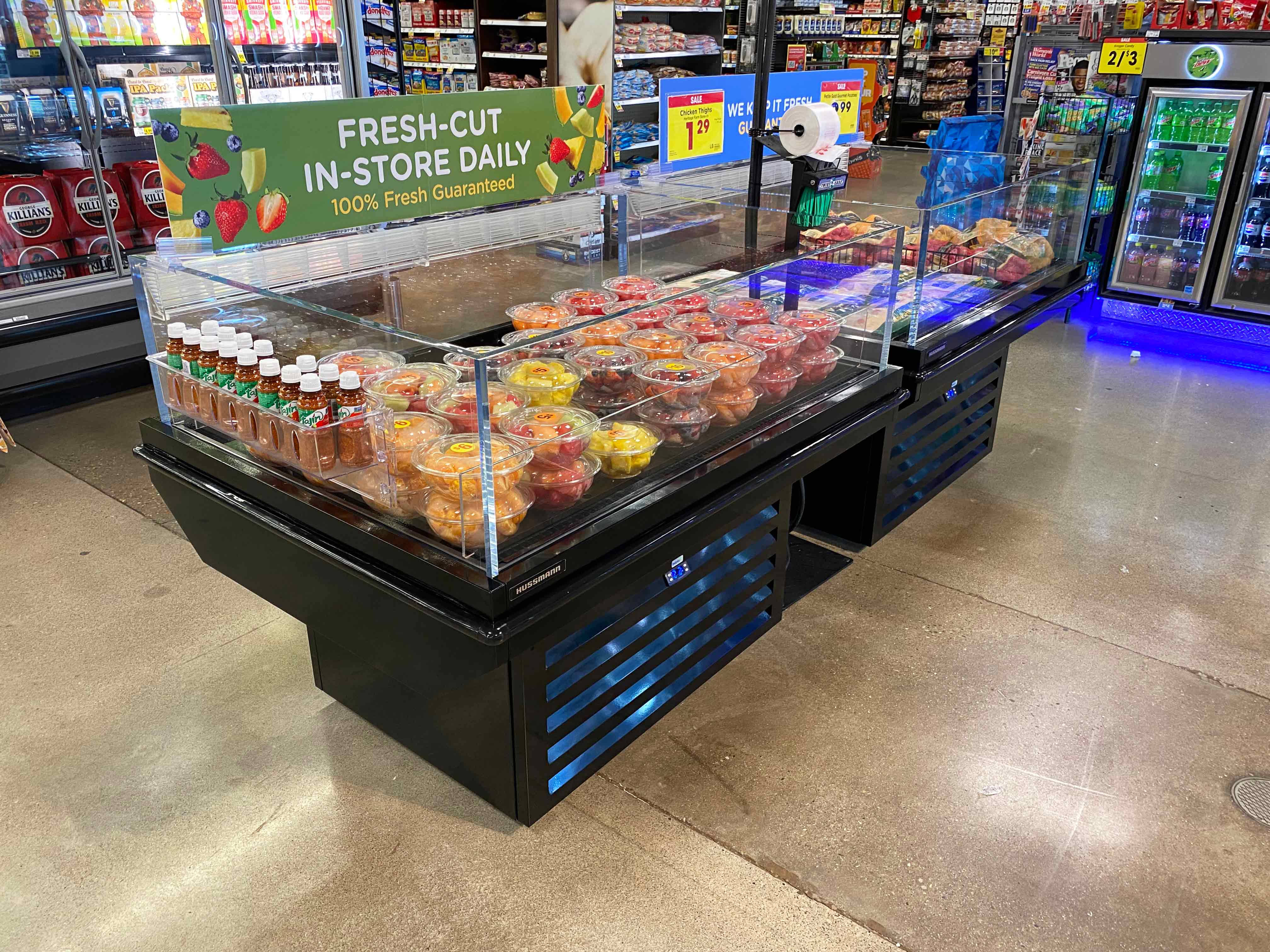 SIM case merchandised with cut fruit