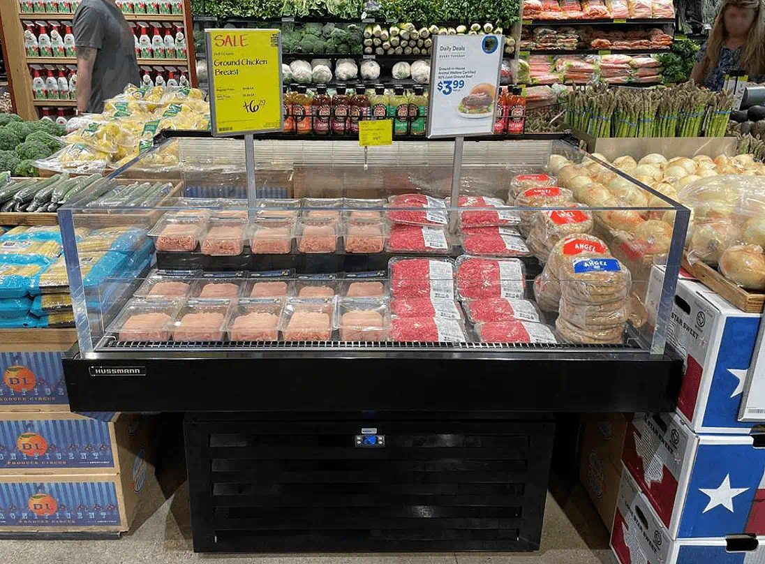 SIM merchandised with packaged meat and tortillas 