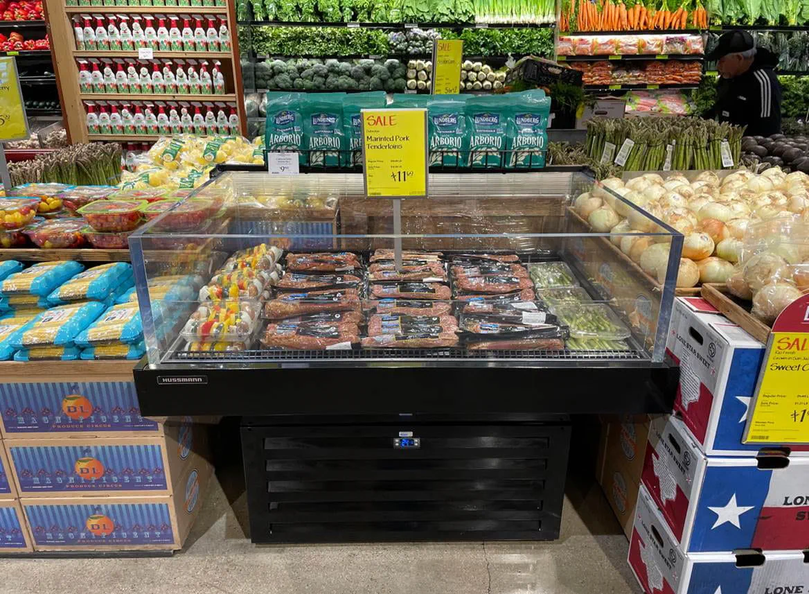 SIM model display - in-store photo with packaged meat